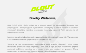 Oświadczenie Clout MMA w sprawie problemów z transmisją PPV